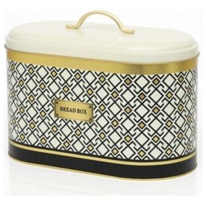 178x338x200mm crème fond boîte à pain lignes géométriques 9.8L conteneur de stockage des aliments motif sans couture conception poignée en métal - Product Image 3