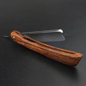 มีดโกนหนวดด้ามจับทำจากไม้มีดโกนหนวดแบบตรงขอบใบมีดคมยาว - Product Image 4