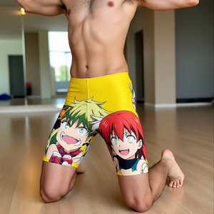 Pantalones cortos de compresión con estampado de Anime para hombre, pantalones cortos de Yoga con sublimación de poliéster 100% para hombre, pantalones cortos de verano con estampado de cintura elástica para hombre - Product Image 6