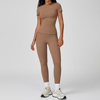 Ensemble de yoga 2 pièces en Spandex/Nylon respirant, tenue de sport fitness, legging taille haute et brassière de sport pour femme