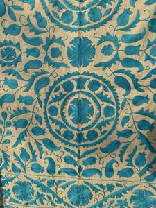 Boho Hand Embroidered Suzani Quilt – Decorative Cotton <b>Bed</b> <b>Cover</b> with Colorful Floral Patterns and Traditional Needlework - Product Image 2