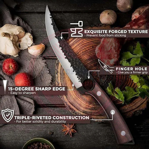 Cuchillo de Deshuesar Damasco Hecho a Mano con Mango de Madera de Agarre Cómodo, Cuchillo de Chef de Acero Inoxidable en Venta - Product Image 4