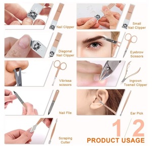 Kit de manucure en acier inoxydable avec étui, coupe-cuticules, ciseaux, foil à ongles, logo personnalisé OEM - Product Image 5
