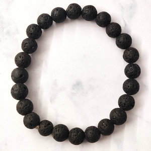 19.0 Grams Lava Stone <b>Ball</b>-shaped Elastic <b>Bracelet</b> - Product Image 1