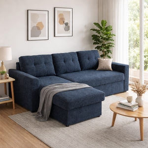 Nola Modern 3-Seater Convertible <b>Sofa</b> <b>Bed</b> W/ Storage Chaise Wooden <b>Frame</b> Extendable & Reclining for Living Room - Product Image 1