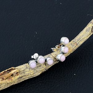 925 Sterling Silver Pink <b>Opal</b> Gemstone Stud <b>Earring</b> Round Shape Handmade Jewelry Gift for Easter Day Wholesale Price - Product Image 5