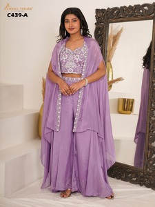 Nouveau 2025 Designer Vente Chaude Heavy Crush Avec Travail À La Main Top Et Palazzo Fabricant De L'Inde À Bas Prix - Product Image 4