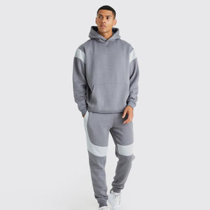 Ensemble sweat à capuche et pantalon de survêtement à empiècement coupe régulière pour homme Streetwear Plusieurs couleurs Option Survêtements deux pièces avec logo personnalisé - Product Image 1