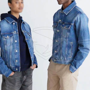 Veste en jean unisexe fabrication pakistanaise veste en jean unisexe de couleur personnalisée veste en jean avec logo personnalisé - Product Image 2