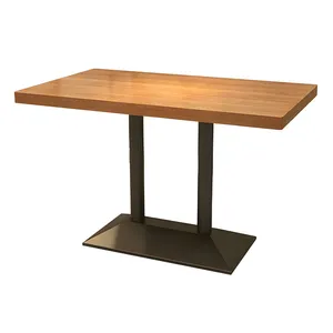 Customizable Restaurant Furniture Industrial Style Rectangular Solid Walnut Wood Restaurant Dining Table With Pedestal Base
