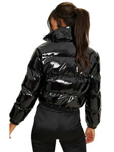 Chaquetas Acolchadas para Mujer, Resistentes al Viento, Fabricadas en Fábrica, Nueva Colección de Invierno, Color Negro Brillante - Product Image 2