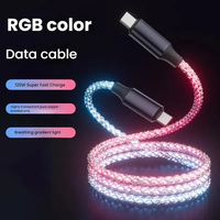 Kabel USB Tipe-C LED RGB Berkualitas Tinggi dengan Pelindung Kepang Konduktor Tembaga Murni untuk Ponsel Perangkat IOS Printer
