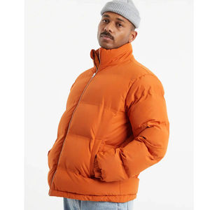 2025 Custom European OEM Wholesale Men's Winter Bubble Custom Shiny Cotton Canvas <b>Stand</b> Collar Anti-Uv Designer Puffer Jacket - Product Image 4