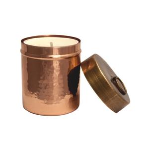 Pot à bougie martelé en or antique avec couvercle pot à bougie rond en métal pour la décoration d'éclairage de table de salon et de maison - Product Image 5