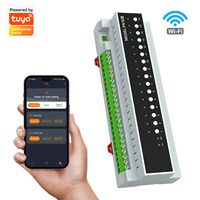 Module de contrôle de pièce intelligent Tuya WiFi 16 canaux, module de commutation sur rail DIN, contact sec RS485, relais 50A, RCU hôtelier PST-PN16-EA