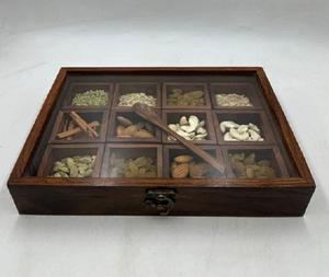 Caja de madera Masala para cocina Cuchara de especias Sheesham Wood 12 Contenedores grandes Hecho a mano Sheesham Wood Masala Dani Container - Product Image 4