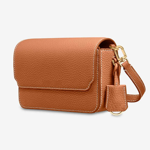 Bolso Bandolera de Cuero Genuino para Mujer, Diseño Minimalista con Patrón de Lichee, Correa Única, Cierre de Broche, Color Bronceado, para Uso Diario en Todas las Estaciones - Product Image 5