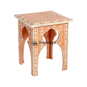 Tabouret Console Moderne Incrusté d'Os Style Signature Ethnique Fabriqué à la Main pour l'Élégance Intérieure par Tradebyd - Product Image 2
