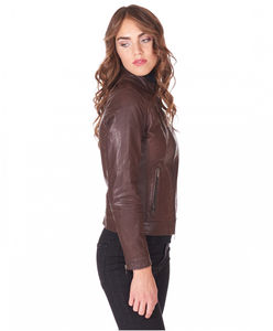 Women's High Quality Genuine Leather <b>Jacket</b> Satin Lining Long Sleeve Zipper Slim Fit Breathable Waterproof Eco-Friendly - Product Image 3