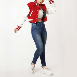 New Arrival Blank Women's Varsity <b>Jacket</b> Cropped Letterman Custom Baseball Crop Top Varsity <b>Jackets</b> - Product Image 3