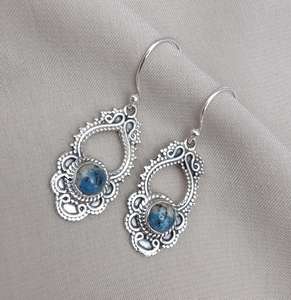 Pendientes Colgantes de Plata de Ley 925 con Jaspe Azul Natural, Estilo Boho, Joyería Elegante, Regalo para Ella, Mujer - Product Image 3