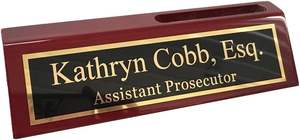 Plaque signalétique de bureau personnalisée gravée avec porte-carte de visite | Plaque signalétique pour bureau | Décoration de bureau-Accessoires de bureau - Product Image 2