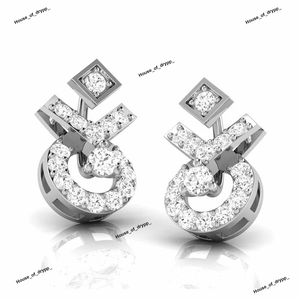 Pendientes Geométricos de Plata 925 con Detalles de Diamantes Moissanite Redondos, Diseño Contemporáneo de Lujo Moderno - Product Image 3