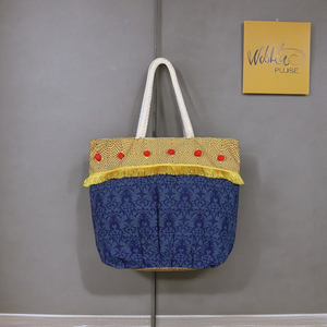 Bolsa de Mano de Lona con Cremallera, Tejida y Bordada a Mano, de Estilo Étnico, con Flecos Bordados, Estilo Boho, para Uso Diario - Product Image 1