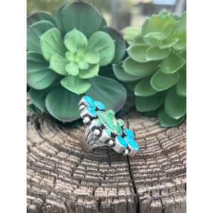 Bobby Johnson Golden Hill & Sonoran Gold <b>Turquoise</b> Sterling Silver Cluster <b>Ring</b> Size 7 - Product Image 4
