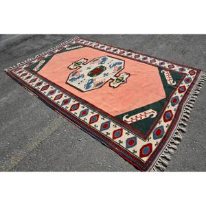 Tapis turc vintage classique rose vert 6.2 x 9.1ft grande surface laine soutenue abstraite nouveau Rectangle couloir Design pour chambres - Product Image 2