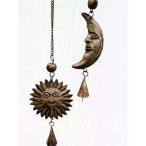 Campana de Viento con Diseño de Sol y Luna, Estilo Antiguo, Impermeable, Decoración Colgante para Patio y Jardín, Material de Metal y Plástico, Regalo Conmemorativo para Bodas - Product Image 3