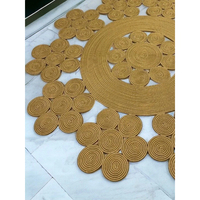 Luxuriöser Jute-Teppich mit Abstraktem Design für Wohnzimmer, Natürliche Farbe, Anpassbare Größen, Beste Qualität, Rutschfest, Waschbar, Modernes Flachgewebe