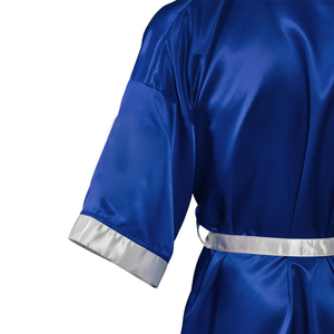 Robe de boxe personnalisée de qualité supérieure vêtements pour adultes en bleu avec couleur blanche hommes ring de boxe marche porter Robe de boxe - Product Image 4