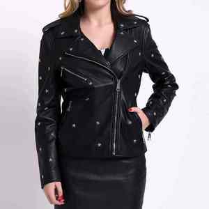 Vestes en cuir pour femmes en peau de mouton véritable marron fabriquées en usine OEM avec col prix de gros veste quantité minimale de commande grande taille pour femmes - Product Image 4