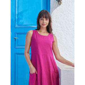 Vestido Maxi Largo de Algodón Rosalie - Cintura Imperio Sólida de Una Pieza de Alta Calidad para el Día o Fiestas - Product Image 4