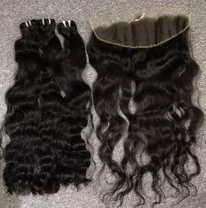 Conjunto Completo de Pelo Humano Crudo de 200 Densidad con Mechones Onda Natural 13x4 Transparente Hd - Product Image 3