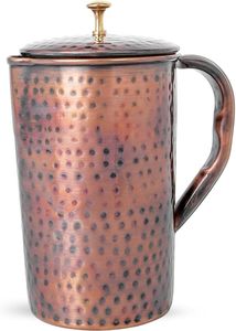 Pichet en métal en cuivre martelé de ton foncé antique pour le stockage de l'eau, le service, les avantages ayurvédiques au meilleur prix - Product Image 4