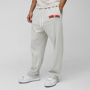 OEM/ODM Streetwear Unisex logotipo personalizado pantalones de hombre de pierna ancha pantalones de chándal cintura elástica al por mayor personalizado lavado hombres Joggers - Product Image 1