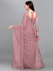 Bollywood-Style Self-Design Net Indian Saree avec chemisier Festive Wedding Ethnic Wear pour les fêtes d'hiver des femmes - Product Image 3