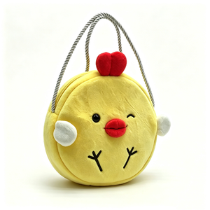 Sac fourre-tout en peluche poussin jaune personnalisé, Sac à main en peluche poussin jaune rond, Sac à main en peluche poussin, Adorable poussin en peluche - Product Image 1