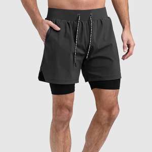Pantalones cortos atléticos transpirables para correr Entrenamiento de secado rápido 2 en 1 Pantalones cortos de gimnasio para correr para hombres - Product Image 2