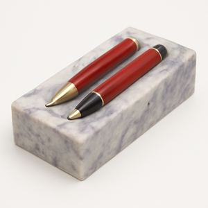 Porte-stylo en marbre Beige de qualité supérieure avec deux fentes pour stylos élégant organisateur de bureau de luxe pour les accessoires de bureau de bureau - Product Image 2