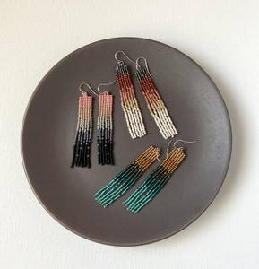 High Quality Bead Fringe Earrings - Ombre Seed Bead Earrings - Boho Earrings - Product Image 1