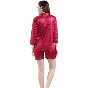 Pijamas de algodón para mujer, pantalones a cuadros con cuello redondo de estilo sencillo de verano, ropa de dormir, pijamas de manga corta para niña - Product Image 6