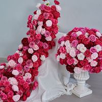Centros de Mesa con Bola de Flores Artificiales de 80 cm, Color Rosa Intenso, Guirnalda Floral de Espuma para Decoración de Mesa en Bodas, Eventos y Fiestas