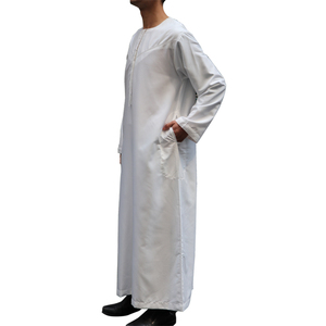 Bonne qualité couleur unie Thobe matériel Al Haramain Thobe saoudien hommes Jalab Thobe pour hommes 2025 blanc teint col montant à manches longues - Product Image 6
