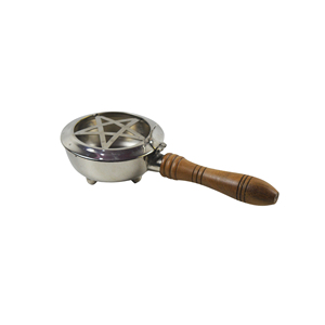 Brûleur d'encens en métal laiton de conception artisanale avec poignée en pierre de marbre Porte-encens Idéal pour la décoration intérieure - Product Image 5