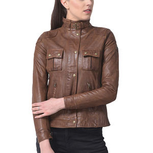 Nouvelle robe d'hiver décontractée pour femmes manteau en cuir de Style Simple avec fermeture à glissière facile à porter veste Bomber en cuir véritable - Product Image 1