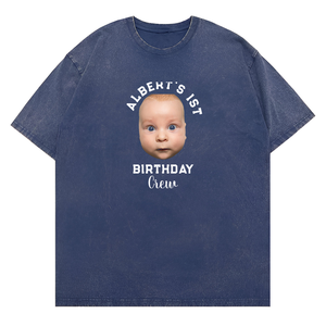 Camiseta unisex lavada personalizada es mi cumpleaños cara nombre y edad divertida bebé mono - Product Image 3