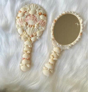 Portable Seashell <b>Hand</b> <b>Mirror</b> Handmade Vietnam Beauty Accessory - Product Image 3